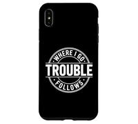 Where I Go Trouble Follows Funny Matching Couple Retro Coque pour iPhone XS Max
