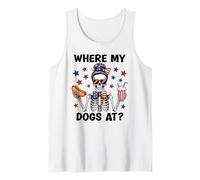 Where My Dogs At Hotdog Patriotic Hot Dogs American USA Flag Débardeur