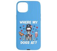 Where My Dogs At Wiener Patriotic Hotdog American USA Flag Coque pour iPhone 15 Plus