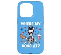 Where My Dogs At Wiener Patriotic Hotdog American USA Flag Coque pour iPhone 15 Pro