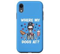 Where My Dogs At Wiener Patriotic Hotdog American USA Flag Coque pour iPhone XR