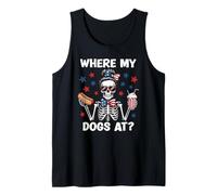Where My Dogs At Wiener Patriotic Hotdog American USA Flag Débardeur