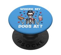 Where My Dogs At Wiener Patriotic Hotdog American USA Flag PopSockets PopGrip Adhésif