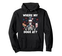 Where My Dogs At Wiener Patriotic Hotdog American USA Flag Sweat à Capuche