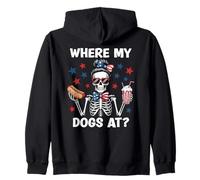 Where My Dogs At Wiener Patriotic Hotdog American USA Flag Sweat à Capuche