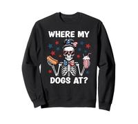 Where My Dogs At Wiener Patriotic Hotdog American USA Flag Sweatshirt
