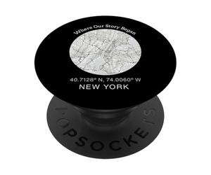 Where Our Story Began - New York City Map Design PopSockets PopGrip Adhésif