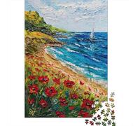 Where Poppies Meet The Waves Plaque Murale en Métal Rétro 52x38cm/1000pcs pour Le Coin Bar, Cadeau De Noël pour Les Amateurs De Décoration De Bar
