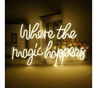 Where The Magic Happens Neon Led Lettres Blanches Neon Mural Lettre Lumineuse Pour Murs,Néon Acrylique Enseigne Lumineuse Pour Chambre À Coucher,Décoration De Mariage D'anniversaire Fête
