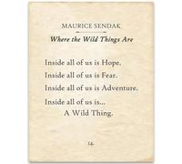 Where The Wild Things Are Maurice Sendak Art Print, Classic Book Typography Page and Quote, Ready to Hang Inspirational Wall Decor for Home Office(Framed,08x12inch(20x30cm))