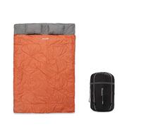 Where Tomorrow x Lumaland Sac de Couchage Double - Sac de Couchage pour 2 Personnes - 220 x 150 cm - Sac de Transport Inclus - Rouge Bordeaux - Orange
