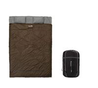 Where Tomorrow x Lumaland Sac de Couchage Double - Sac de Couchage pour 2 Personnes - 220 x 150 cm - Sac de Transport Inclus - Marron