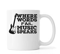 Where Words Fail Music Speaks Electric Guitar Tasse à café en céramique Blanc