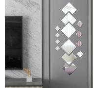 WhereHike Lot de 16 stickers miroir losanges emboîtables en PVC argent - 1,7-9,5 cm
