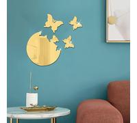 WhereHike Lot de 4 stickers miroir muraux en PVC Papillons dorés - 19 x 19 cm