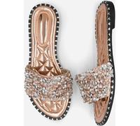 Wheres That From Belle Diamante Sparkly Flat Sliders Ladies Or rose 4 (37) Female