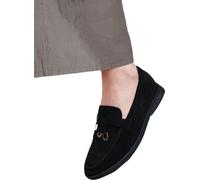 Where's That From - Chaussures basses pour femmes "Pegasus", pendentif, imitation daim WM512 (38 EU Large) (Noir)