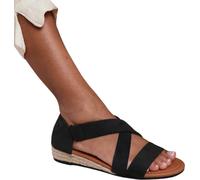 Where's That From - Damen Sandalen "Hummingbird", Wildleder WM223 (38 EU Weit) (Schwarz)