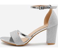 Wheres That From Glitter Perla Mid Block Heel Sandals Ladies Argent 8 (41) Female