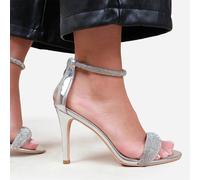 Wheres That From High Heel Sandals With Diamante Ankle Strap Argent 5 (38) Female