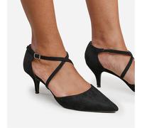Wheres That From Low Kitten Heels With Crossover Strip Daim noir 7 (40) Female