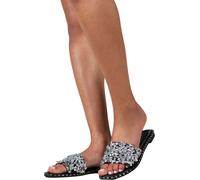 Where's That From - Sandale de bain "Belle" pour femme, paillettes WM104 (38 UE) (Noir)