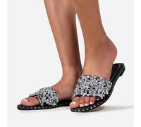 Wheres That From Wheres Diamante Sparkly Flat Sliders Noir 7 (40) Female