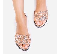 Wheres That From Wheres Diamante Sparkly Flat Sliders Or rose 8 (41) Female