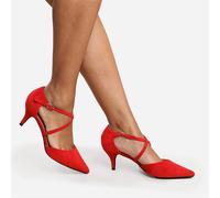 Wheres That From Wheres Low Kitten Heels With Crossover Strip Daim rouge 4 (37) Female