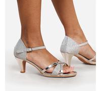 Wheres That From Wheres Mid Block Heel Strappy Sandals Argent 5 (38) Female