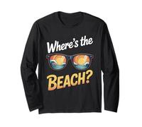 Wheres The Beach Funny Sunset Wave Ocean Lunettes de soleil d'été Manche Longue