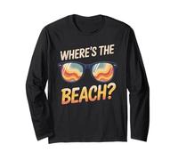 Wheres The Beach Funny Sunset Wave Ocean Lunettes de soleil d'été Manche Longue