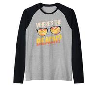 Wheres The Beach Funny Sunset Wave Ocean Lunettes de soleil d'été Manche Raglan