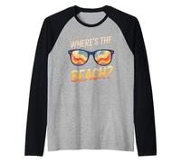 Wheres The Beach Funny Sunset Wave Ocean Lunettes de soleil d'été Manche Raglan