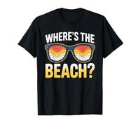 Wheres The Beach Funny Sunset Wave Ocean Lunettes de soleil d'été T-Shirt
