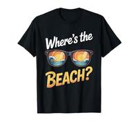 Wheres The Beach Funny Sunset Wave Ocean Lunettes de soleil d'été T-Shirt
