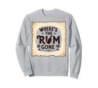 Where's The Rum Gone : Tropical Beach Party Sweatshirt, Unisexe pour Adultes, Gris Chiné, XXL