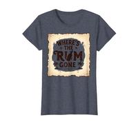 Where's The Rum Gone : Tropical Beach Party T-Shirt, Femme, Bleu Chiné, L