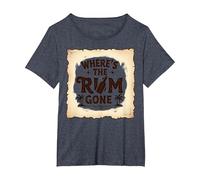 Where's The Rum Gone : Tropical Beach Party T-Shirt, Femme Grandes Tailles, Bleu Chiné, 2X