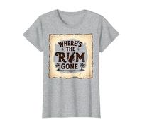 Where's The Rum Gone : Tropical Beach Party T-Shirt, Femme, Gris Chiné, XXL