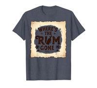 Where's The Rum Gone : Tropical Beach Party T-Shirt, Homme, Bleu Chiné, 3XL