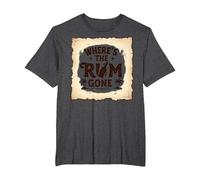 Where's The Rum Gone : Tropical Beach Party T-Shirt, Homme Grandes Tailles, Chiné Foncé, 4X Tall