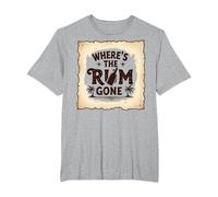 Where's The Rum Gone : Tropical Beach Party T-Shirt, Homme Grandes Tailles, Gris Chiné, 3X Tall