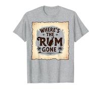 Where's The Rum Gone : Tropical Beach Party T-Shirt, Homme, Gris Chiné, L