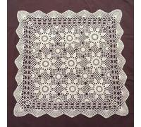 WHESAZYP Nappes en Dentelle Faites à la Main, Nappe en Coton crocheté, carrée, pour Commode, canapé, Table de Nuit, décoration de Chambre (Nappe carrée Beige 70 cm)