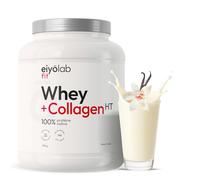 WHEY + COLLAGÈNE HT | Protéine Native | Peptides de Collagène Hydrolysé 2000 Da | Riche en BCAA | Construction de la masse musculaire | Entretien des Articulations | Saveur Vanille | 750g | Eiyolab