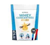 NUTRI & CO Whey Concentrate Native - Jusqu’à 80% de Protéines - Pur Lait Français Low Lactose Digestion Facile - Riche en BCAA - Prise de Masse & Musculation - 900g 30 portions goût Vanille