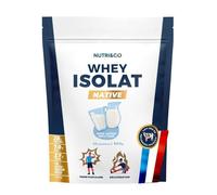NUTRI & CO Whey Isolate Native - Jusqu’à 94% de Protéines - Pur Lait Français Low Lactose Digestion Facile - Riche en BCAA - Prise de Masse & Musculation - 900gr 30 portions goût Neutre