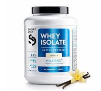 WHEY ISOLATE VITAXTEND - Protéine de Lactosérum Ultra-Filtrée - 24,9g de Protéines, BCAA, Glutamine - Soutien Musculaire, Récupération - Vitamines B6, C, D3, E - Maintien Masse Musculaire - SportDiet