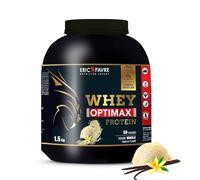WHEY OPTIMAX PROTEIN +74 Protéines Bi-sources: WPC + Protéine Brevetée, 17g BCAA, 11g Glutamine, Peu Sucrée et Onctueuse｜Idéal pour la Prise de Masse Musculaire｜ Vanille 1,5kg - Eric Favre